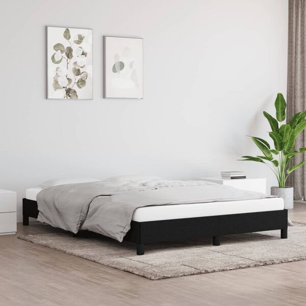 vidaXL Bed Frame without Mattress Black 135x190 cm Double Double Fabric