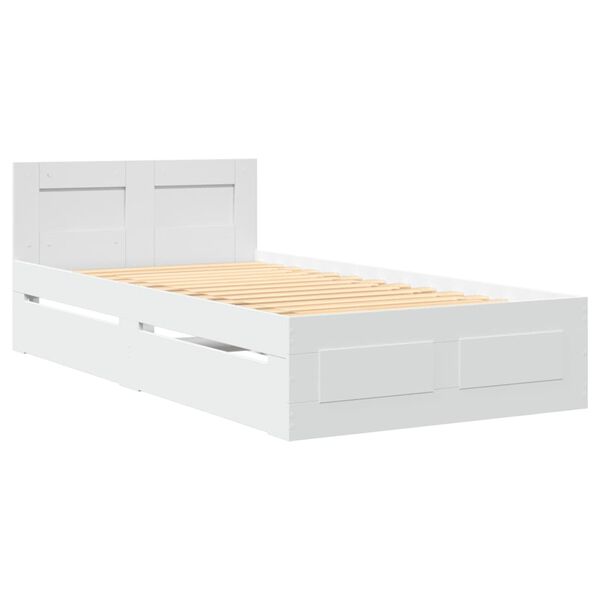 vidaXL Bed Frame with Headboard without Mattress White 75x190 cm Small Single