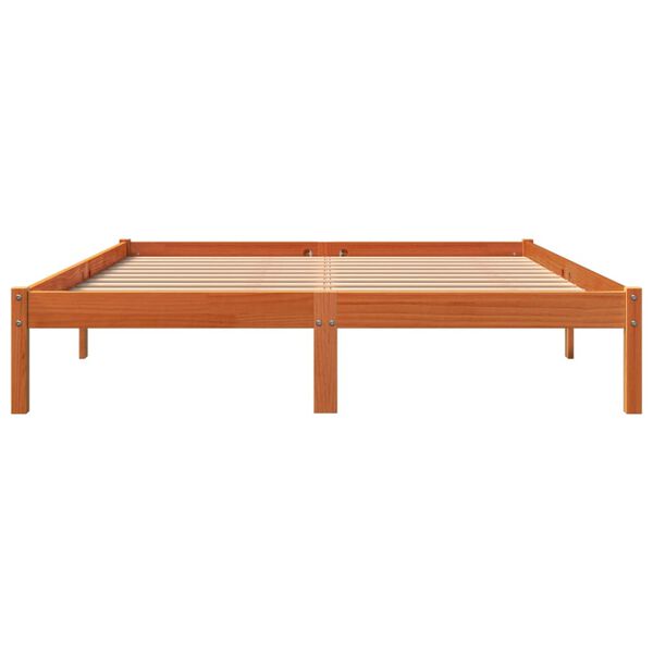 vidaXL Bed Frame without Mattress Wax Brown 150x200 cm King Size Solid Wood Pine