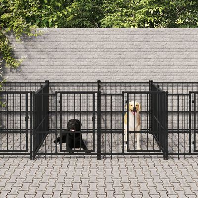 vidaXL Outdoor Dog Kennel Steel 9.38 m²