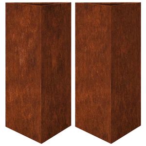 vidaXL Garden Planters 2 pcs Triangular 40x40x75 cm Weathering Steel