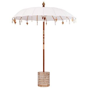 vidaXL Balinese Parasol with Base Cream and White 190 x 190 x 250 cm
