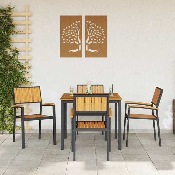 vidaXL Garden Dining Set 5 pcs Black Solid Acacia Wood