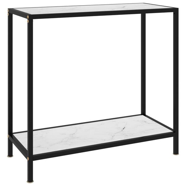 vidaXL Console Table White 80x35x75 cm Tempered Glass