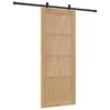 vidaXL Sliding Door Natural and Black 83 x 202 cm Solid Pine Wood