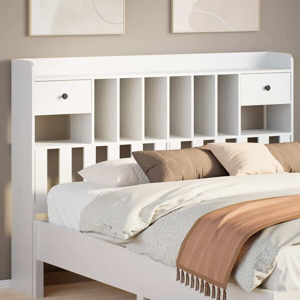 vidaXL Headboard with Storage White 160 cm Solid Wood Pine