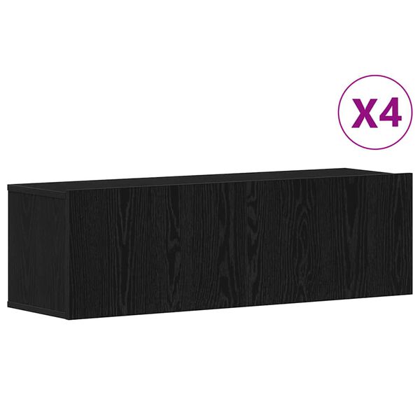 vidaXL TV Cabinet Set 4 pcs Black Oak 100 x 30 x 30 cm Engineered Wood