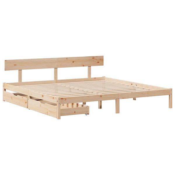 vidaXL Bed Frame without Mattress 180x200 cm Super King Solid Wood Pine