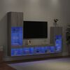 vidaXL 4 Piece TV Wall Units with LED Grey Sonoma Engineered Wood