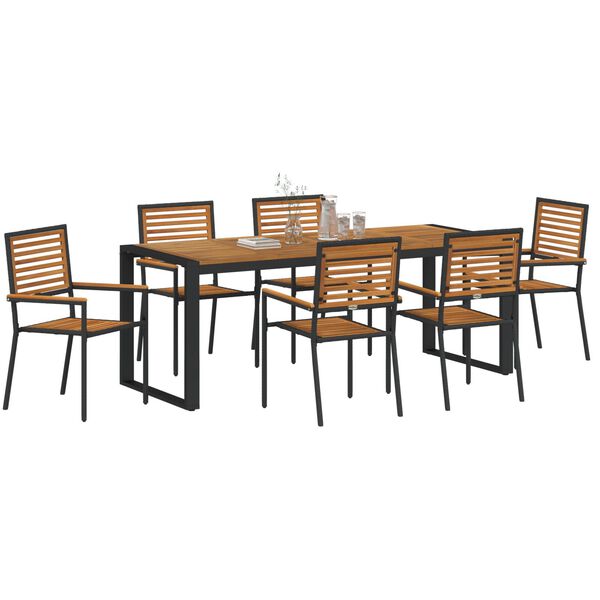 vidaXL Garden Dining Set 7 pcs Black and Brown Poly Rattan