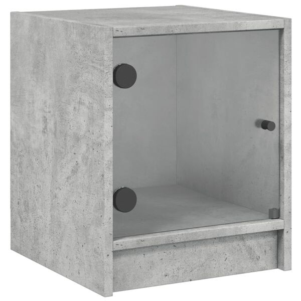 vidaXL Bedside Cabinet with Glass Door Concrete Grey 35x37x42 cm