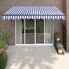 vidaXL Retractable Awning Blue and White 3x2.5 m Fabric and Aluminium