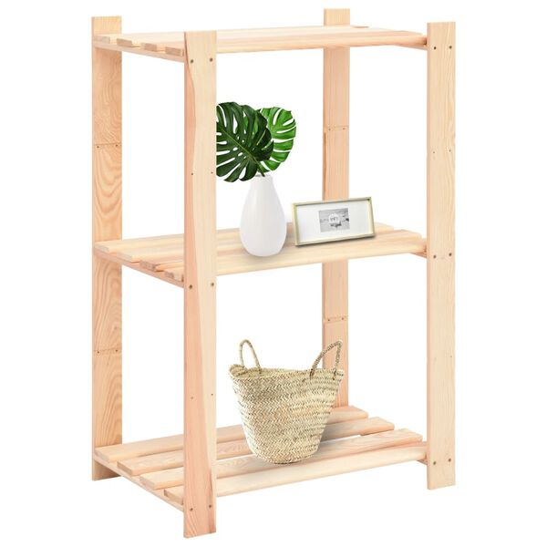 vidaXL 3-Tier Storage Rack 60x38x90 cm Solid Pinewood 150 kg