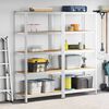 vidaXL 5-Layer Heavy-duty Shelves 2 pcs Silver Steel&Engineered Wood