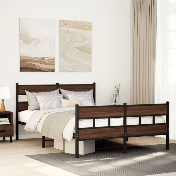 vidaXL Bed Frame without Mattress with Headboard and Footboard 137x190 cm