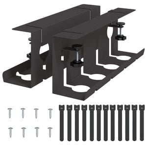 vidaXL Under Desk Cable Management Tray 2 pcs Black 43 x 10 x 15 cm