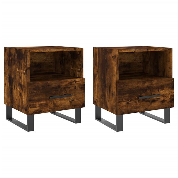 vidaXL Bedside Cabinets 2 pcs Smoked Oak 40x35x47.5 cm Engineered Wood