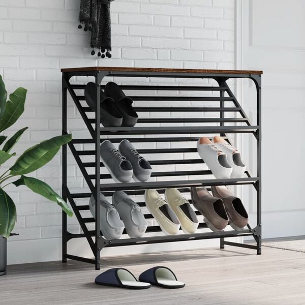 vidaXL Shoe Rack Brown Oak 90x30x85 cm Engineered Wood