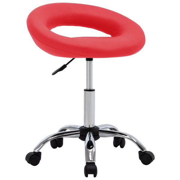 vidaXL Rolling Work Chair Red Faux Leather