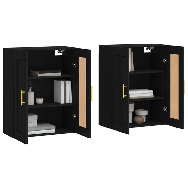 vidaXL Wall Mounted Cabinets 2 pcs Black Engineered Wood
