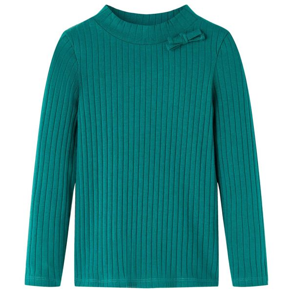 Kids' T-shirt with Long Sleeves Rib-knit Dark Green 92