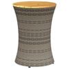 vidaXL Garden Side Table Drum Shape Grey Poly Rattan and Solid Wood
