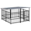 vidaXL Outdoor Dog Kennel with Roof Steel 3.75 m&sup2;