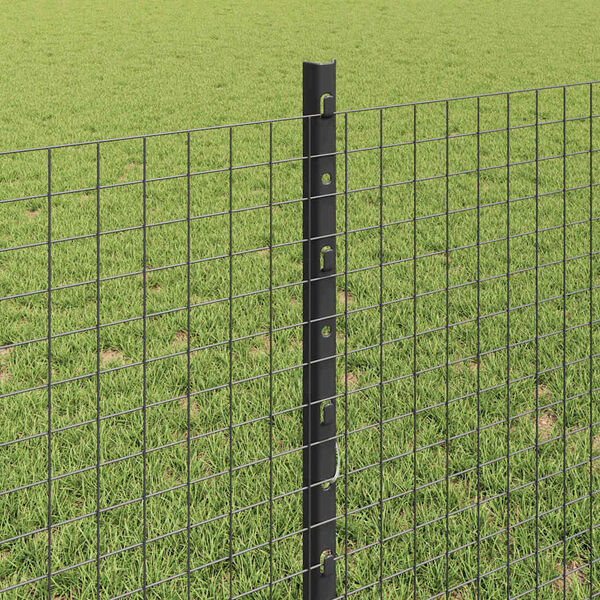vidaXL Fence with Post Grey 0.8 x 50 m Steel and PVC