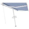 vidaXL Manual Retractable Awning with LED 400x300 cm Blue and White