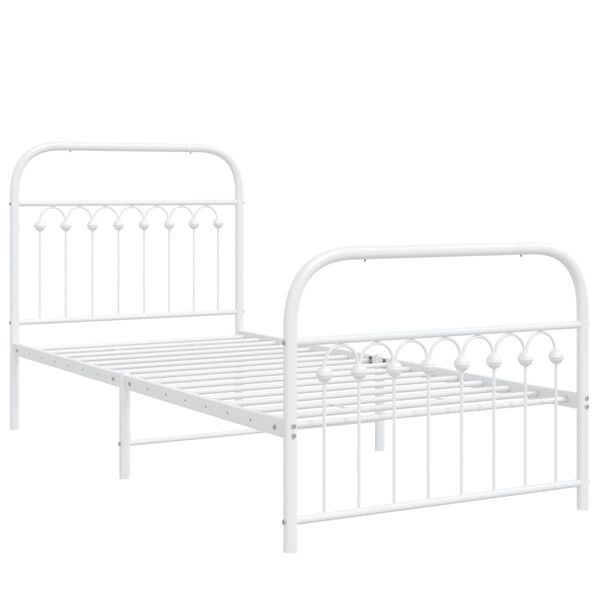 vidaXL Metal Bed Frame without Mattress with Footboard White 90x200cm