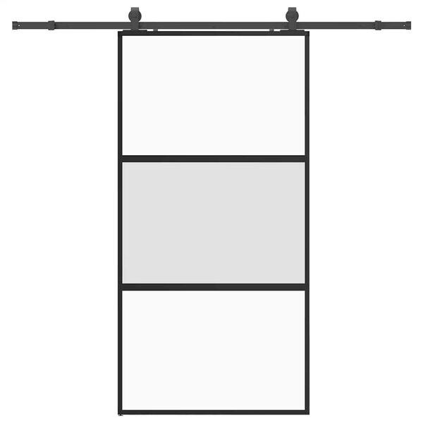 vidaXL Sliding Door with Hardware Set Black 102.5x205 cm Tempered Glass