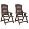 vidaXL Reclining Folding Chairs 2 pcs Plastic Mocha