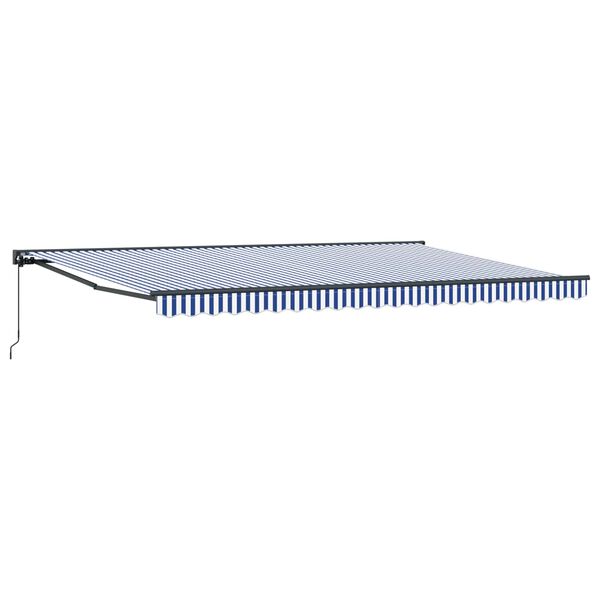 vidaXL Retractable Awning Manual Blue and White 500 x 300 cm