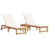 vidaXL Sun Lounger 3 pcs Brown 35 x 35 x 34cm Solid Acacia wood