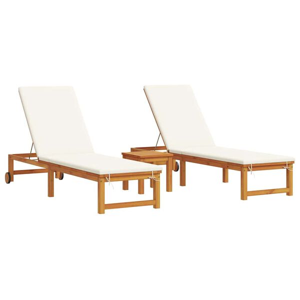 vidaXL Sun Lounger 3 pcs Brown 35 x 35 x 34cm Solid Acacia wood