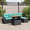 vidaXL 6 Piece Garden Sofa Set with Cushions Brown Poly Rattan Acacia