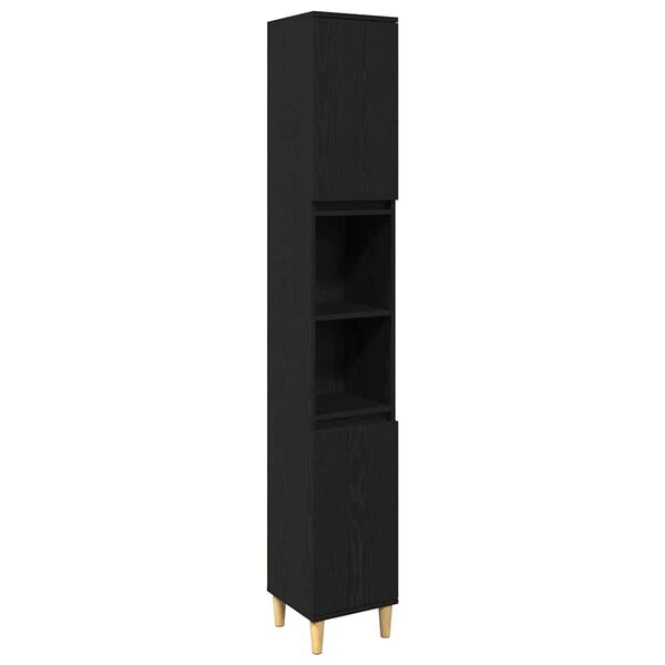 vidaXL Bathroom Furniture Set with Storage 3 pcs Black Engineered wood