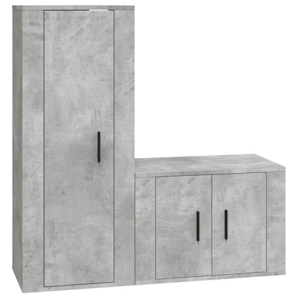 vidaXL 2 Piece TV Cabinet Set Concrete Grey Engineered Wood