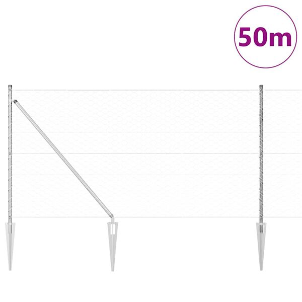 vidaXL Fence Post Silver 50 x 1 m (50 mm mesh) Steel