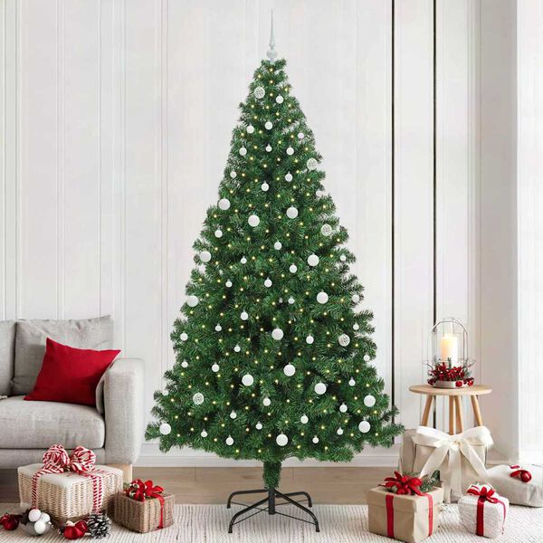 vidaXL Artificial Christmas Tree with 300 LEDs with Stand Green 240 cm