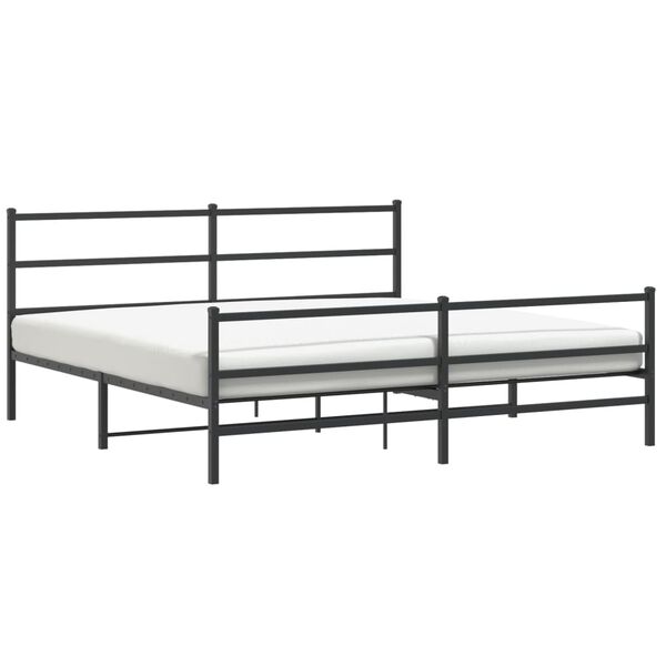 vidaXL Metal Bed Frame without Mattress with Footboard&nbsp;Black 183x213cm