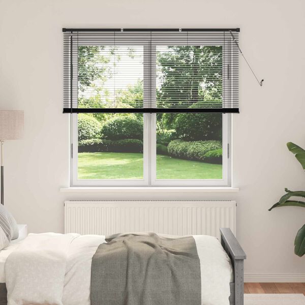 vidaXL Venetian Blind Manual Adjustable Black 150 x 140 cm PVC