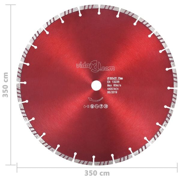 vidaXL Diamond Cutting Disc with Turbo Steel 350 mm