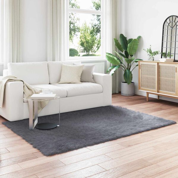 vidaXL Faux Sheepskin Rug Tafalla Anthracite 140 x 200 cm Polyester