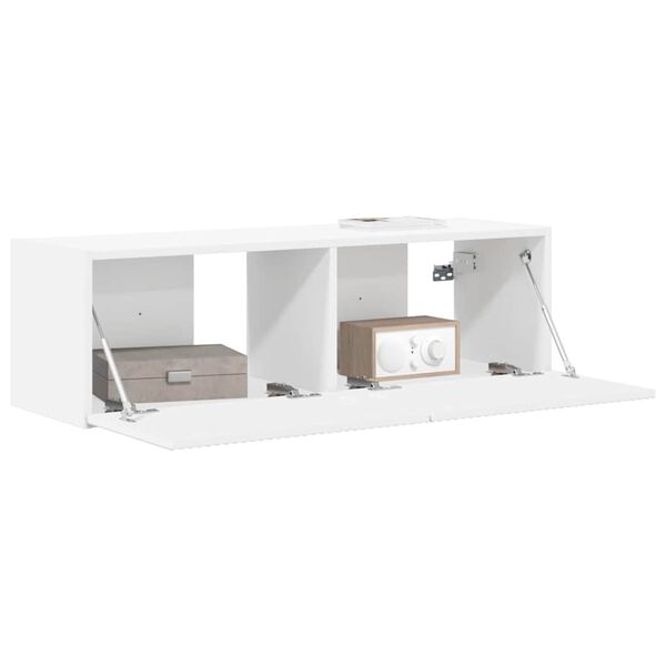 vidaXL TV Wall Cabinet White 98 x 31 x 29.5 cm Engineered Wood