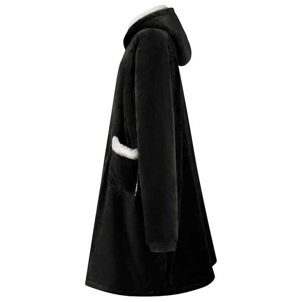 vidaXL Blanket Hoodie Black M Fleece and Flannel