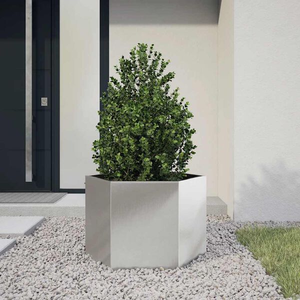 vidaXL Garden Planter Hexagon 69x60x45 cm Stainless Steel