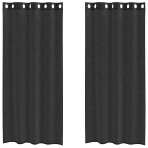 vidaXL Voile Curtains with Grommets 2 pcs Black 140x245 cm