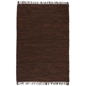 vidaXL Hand-woven Chindi Rug Leather 120x170 cm Brown