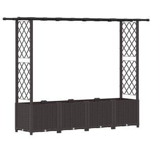 vidaXL Raised Bed with Trellis and Roof Brown 203 x 40 x 136 cm PP